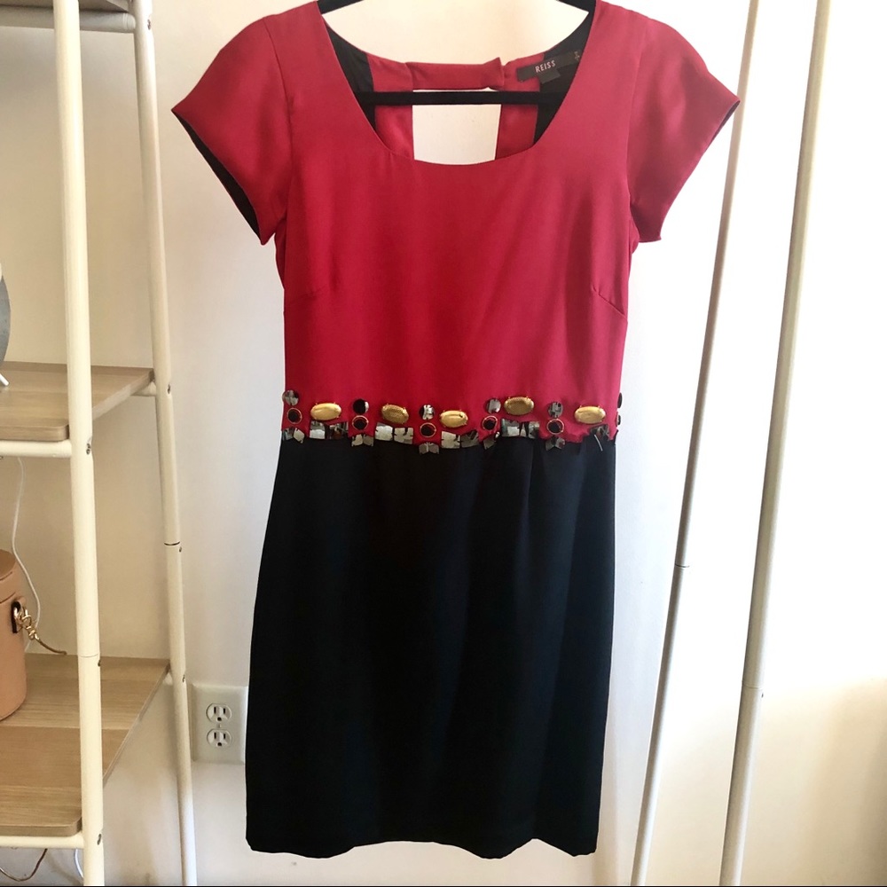 Vintage Reiss Open Back Embellished Dress